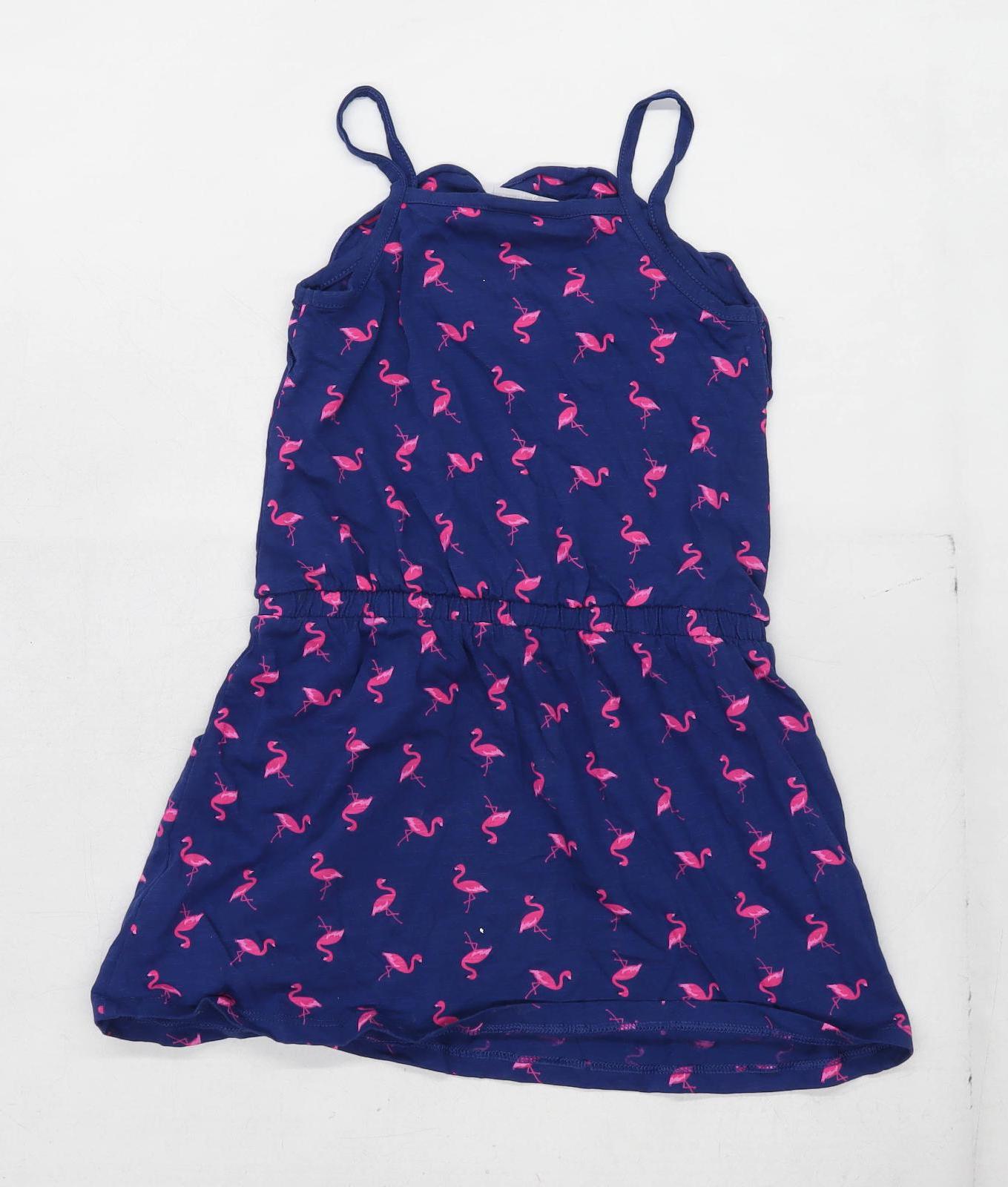 Matalan Girls Blue Flamingos Dress Age 7 Years