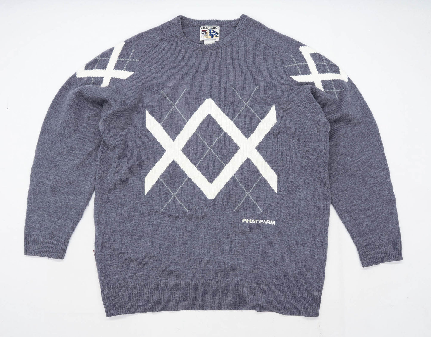 Phat Farm Mens Size L Geometric Grey Jumper