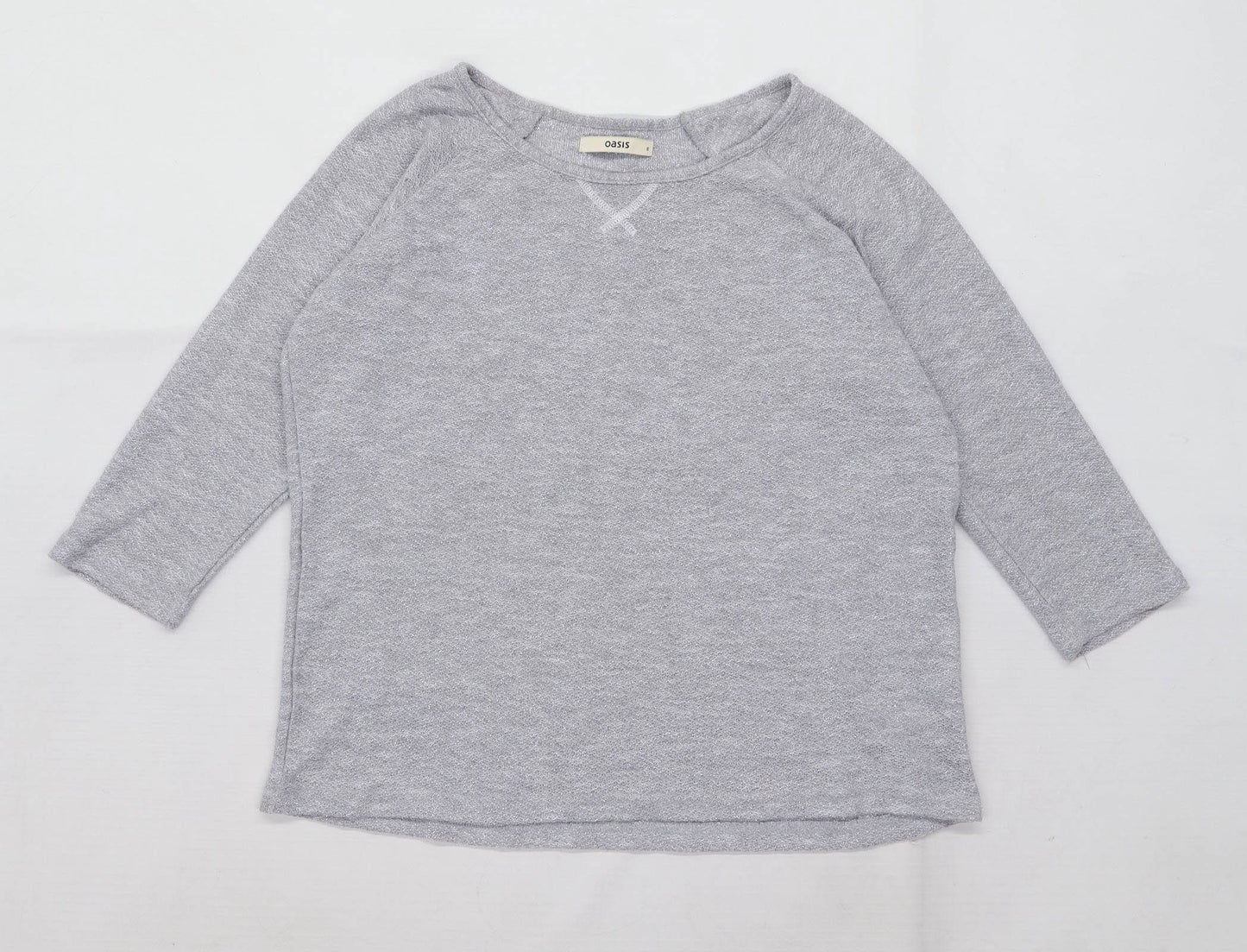 Oasis Womens Size S Silver Long Sleeve T-Shirt (Regular)