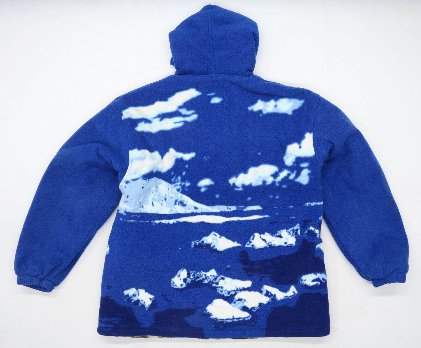 Port Nova Mens Size L Fleece Graphic Blue Heavyweight Jacket