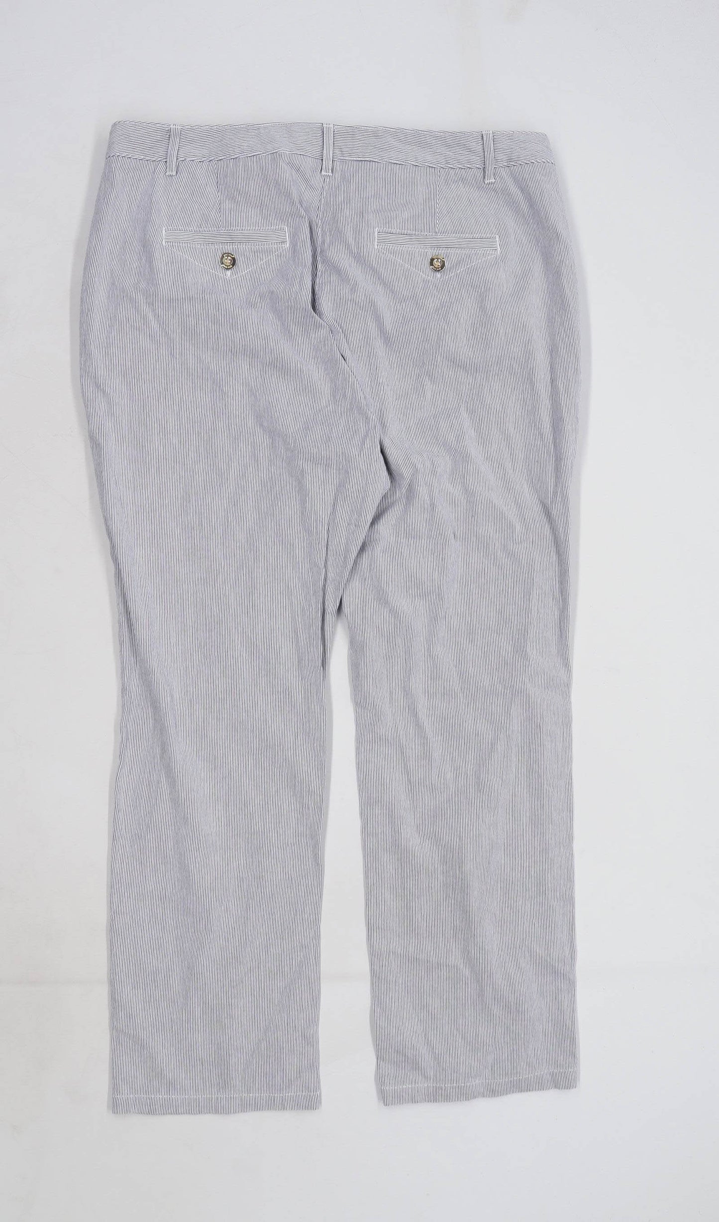 Womens Per Una Grey Cotton Blend Trousers Size 16/L26