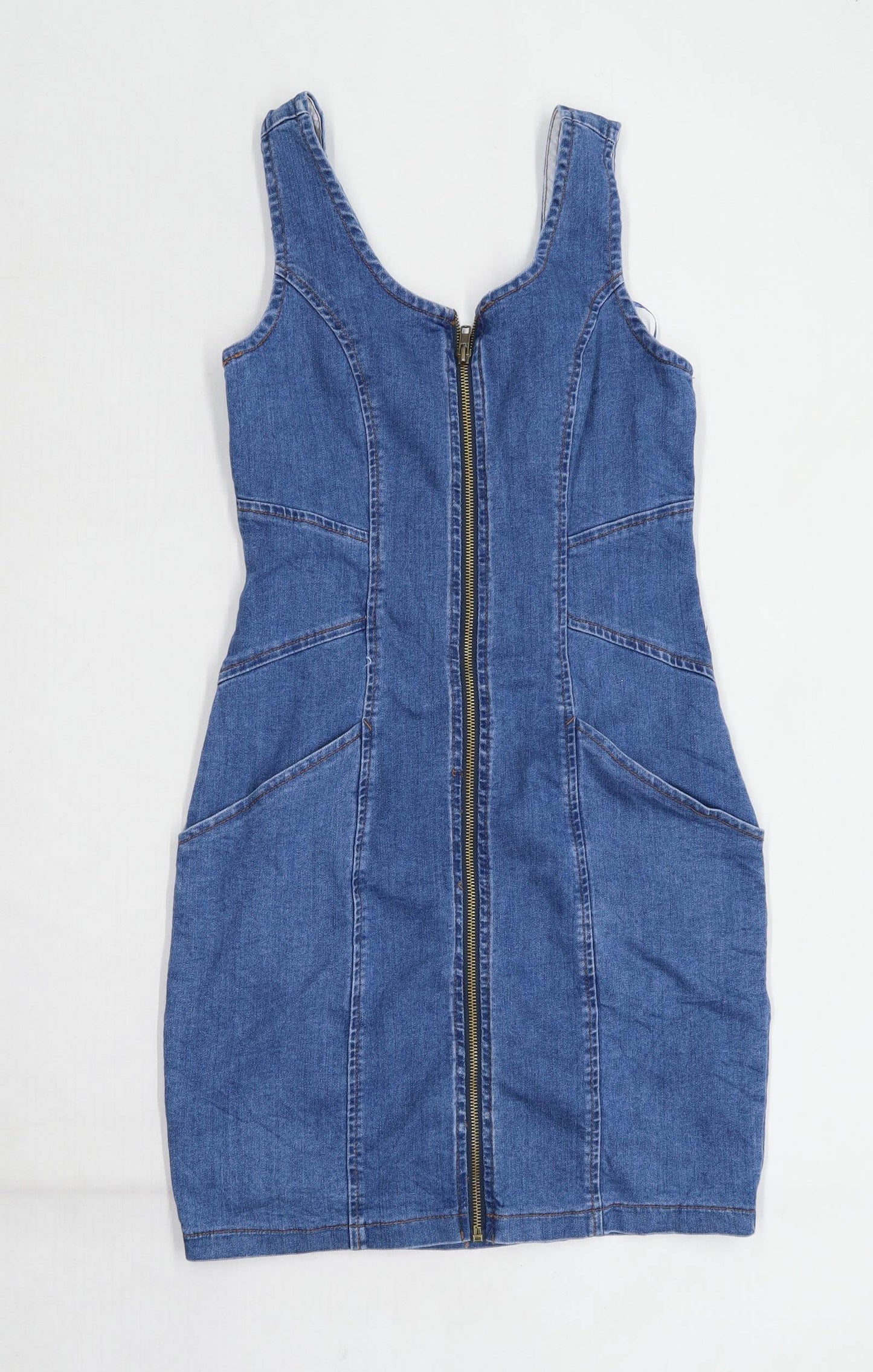 Quiz Womens Size 8 Denim Strappy Blue Dress (Regular)