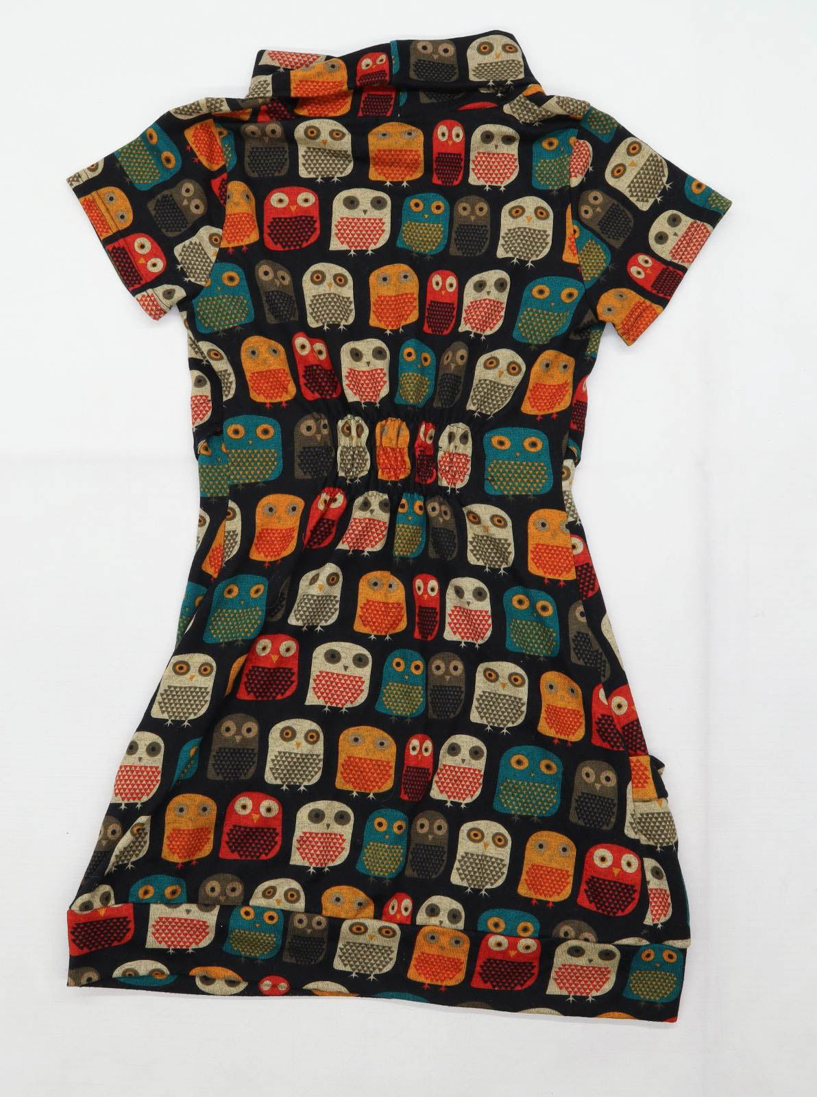 Tenki Womens Size S Graphic Cotton Blend Multi-Coloured Owls Dress (Regular)