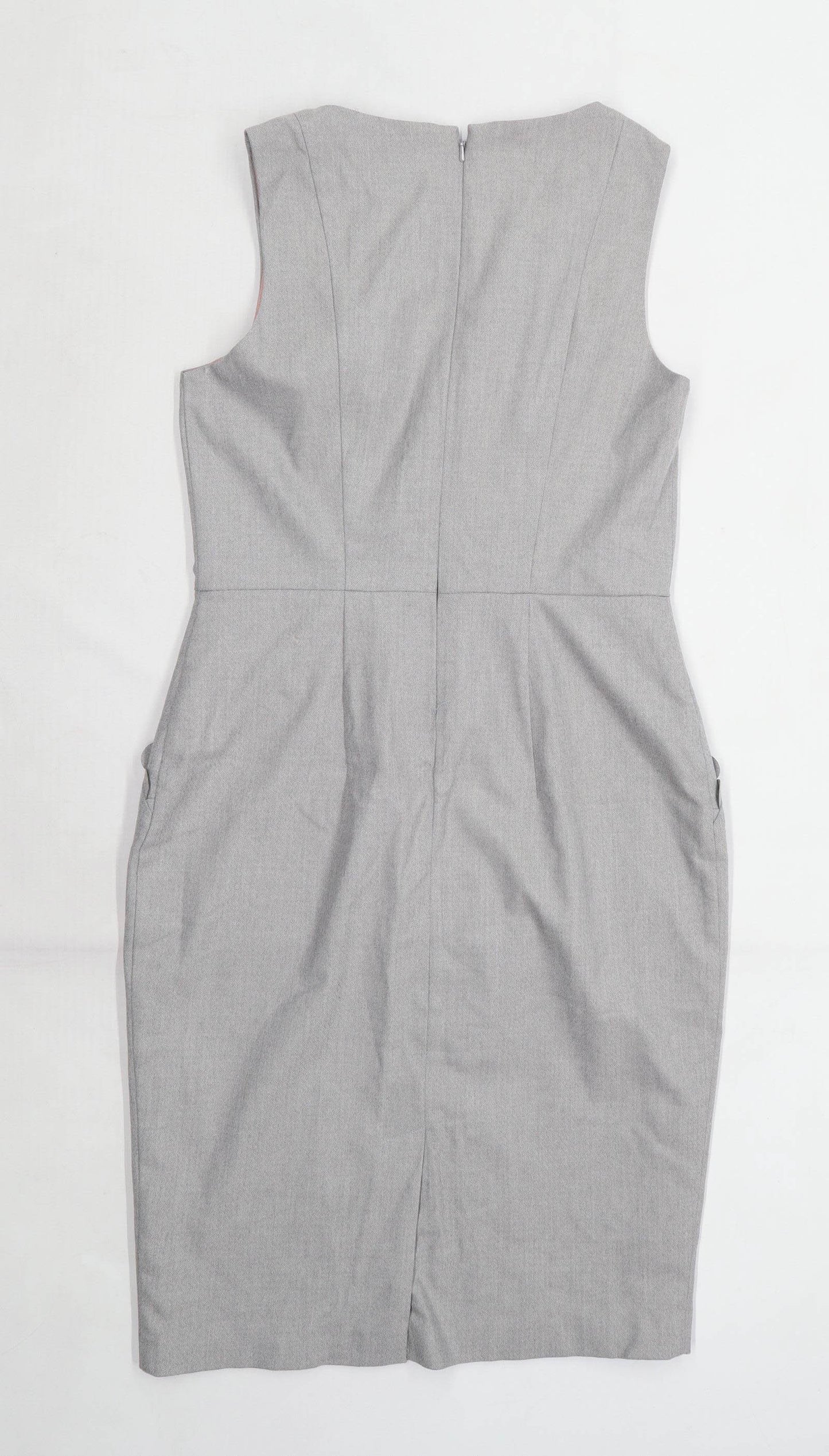 Oasis Womens Size 10 Grey Dress (Regular)