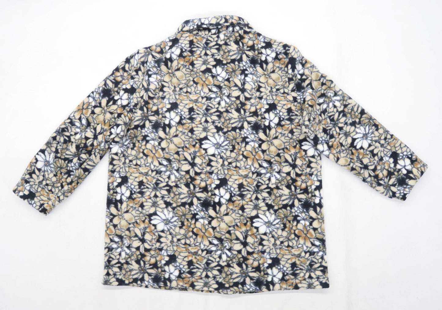 Classics Womens Size 16-18 Fleece Floral Brown Zip Up Jacket