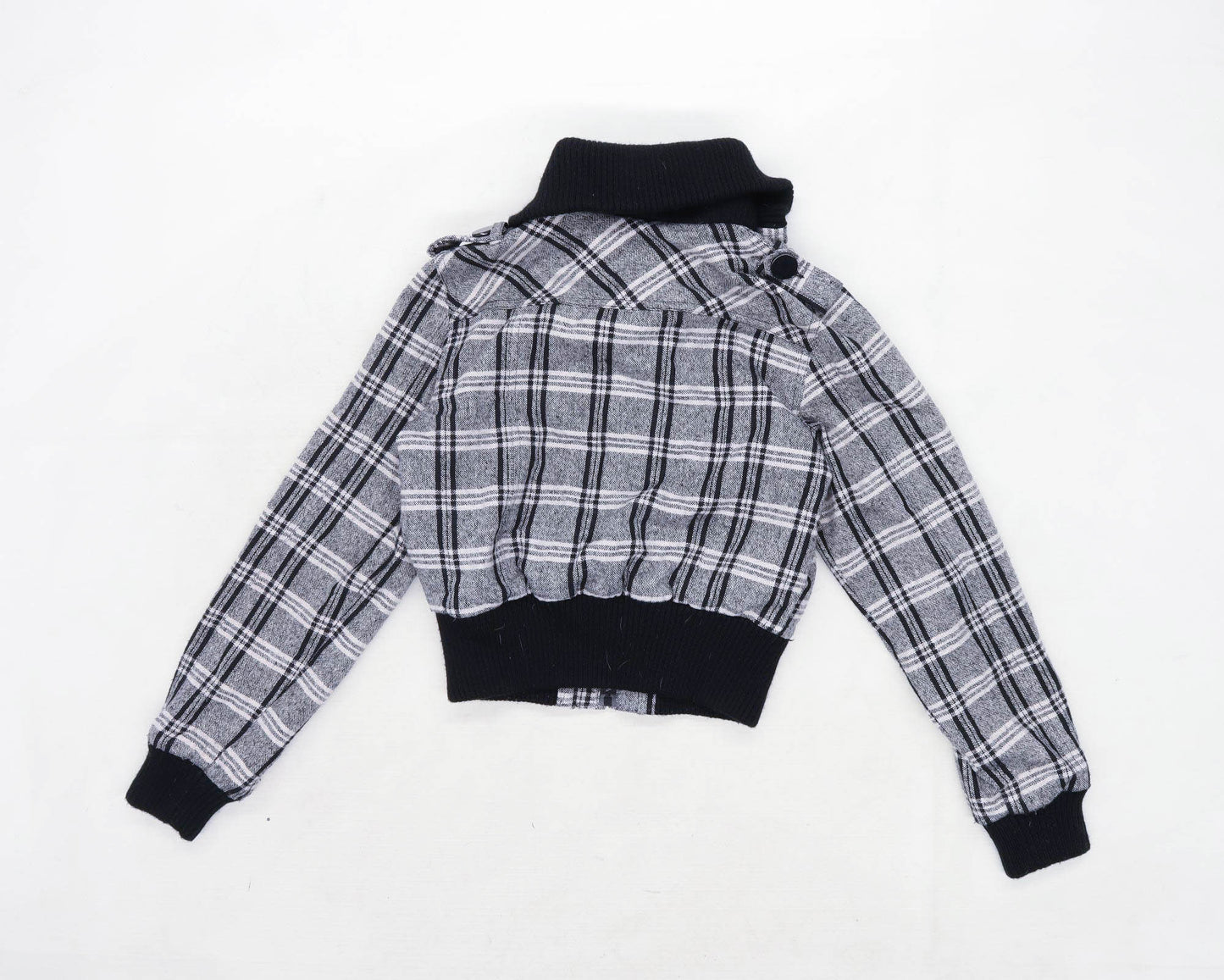 Evie Womens Size 10 Cotton Blend Check Grey Jacket