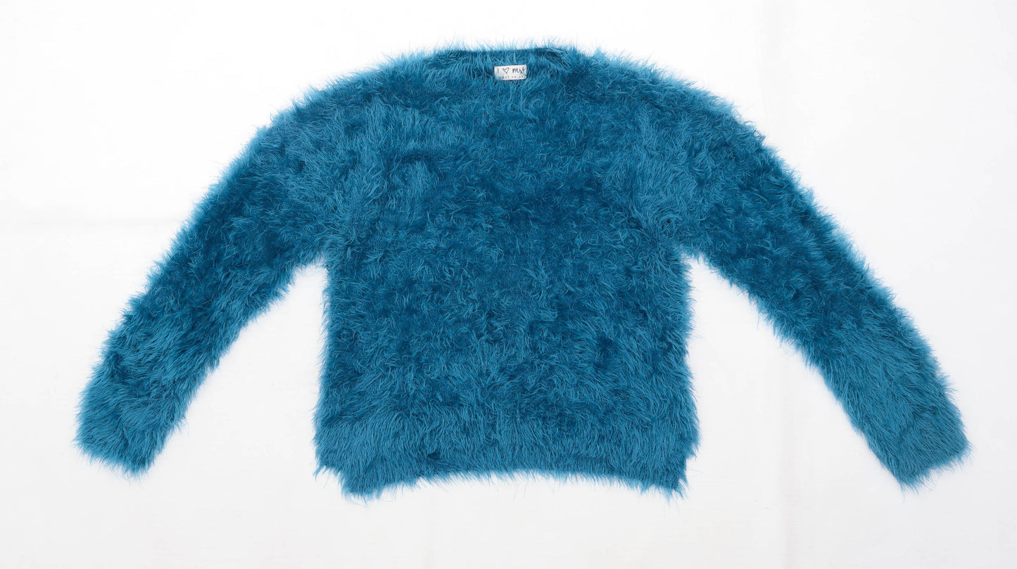Next Girls Blue Fluffy Jumper Age 8 Years