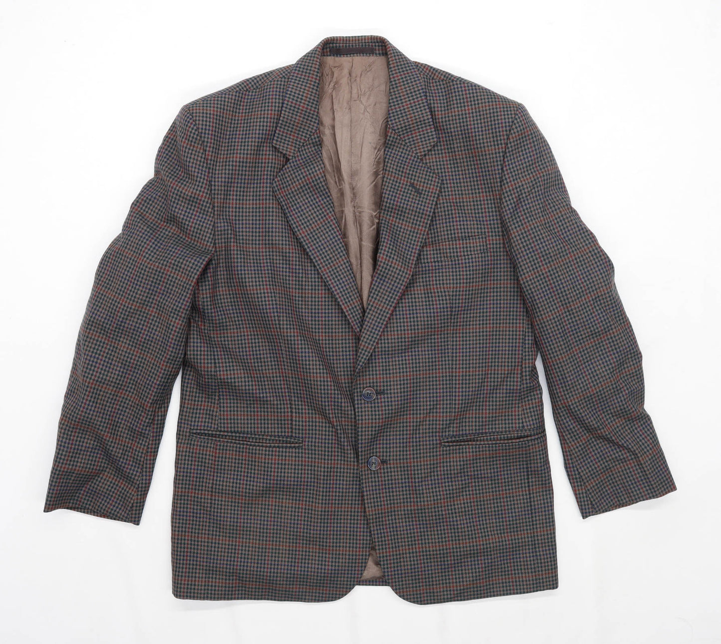 Debenhams Mens Size L Wool Blend Check Brown Blazer Jacket