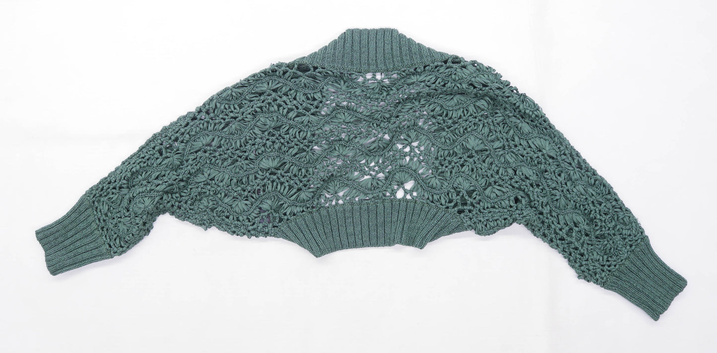 George Womens Size S Green Cropped Cardigan (Regular)