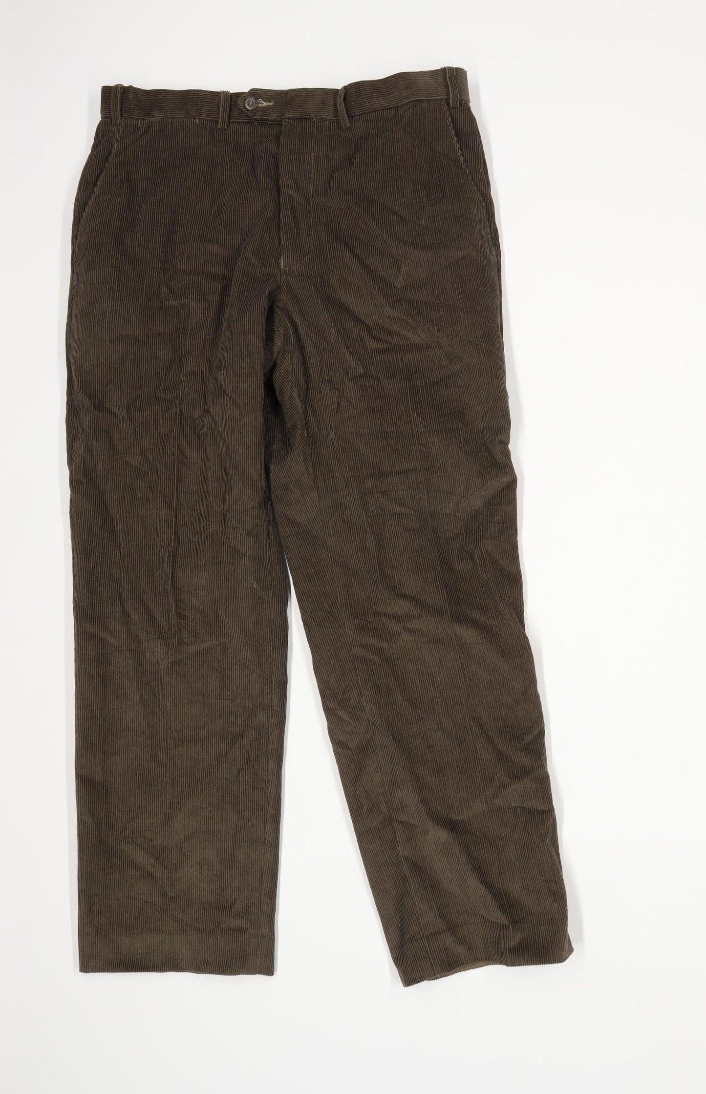Marks & Spencer Mens Green Corduroy Trousers Size W34/L29