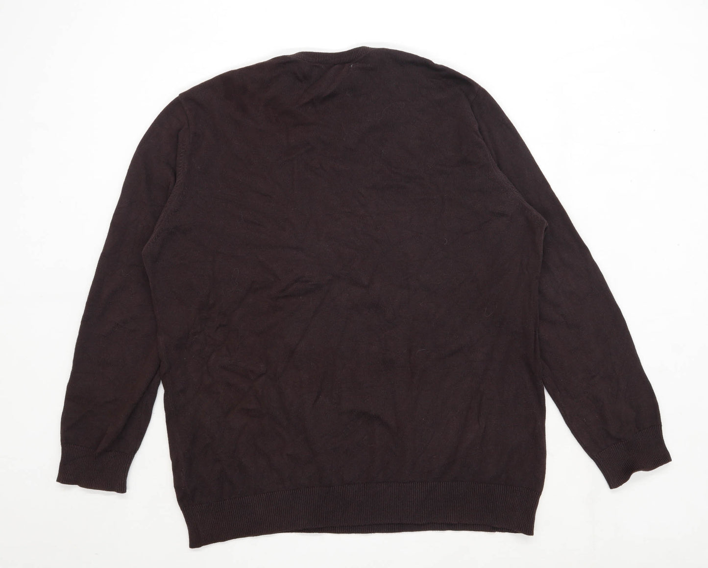 Thomas Nash Mens Size L Cotton Brown V-Neck Jumper