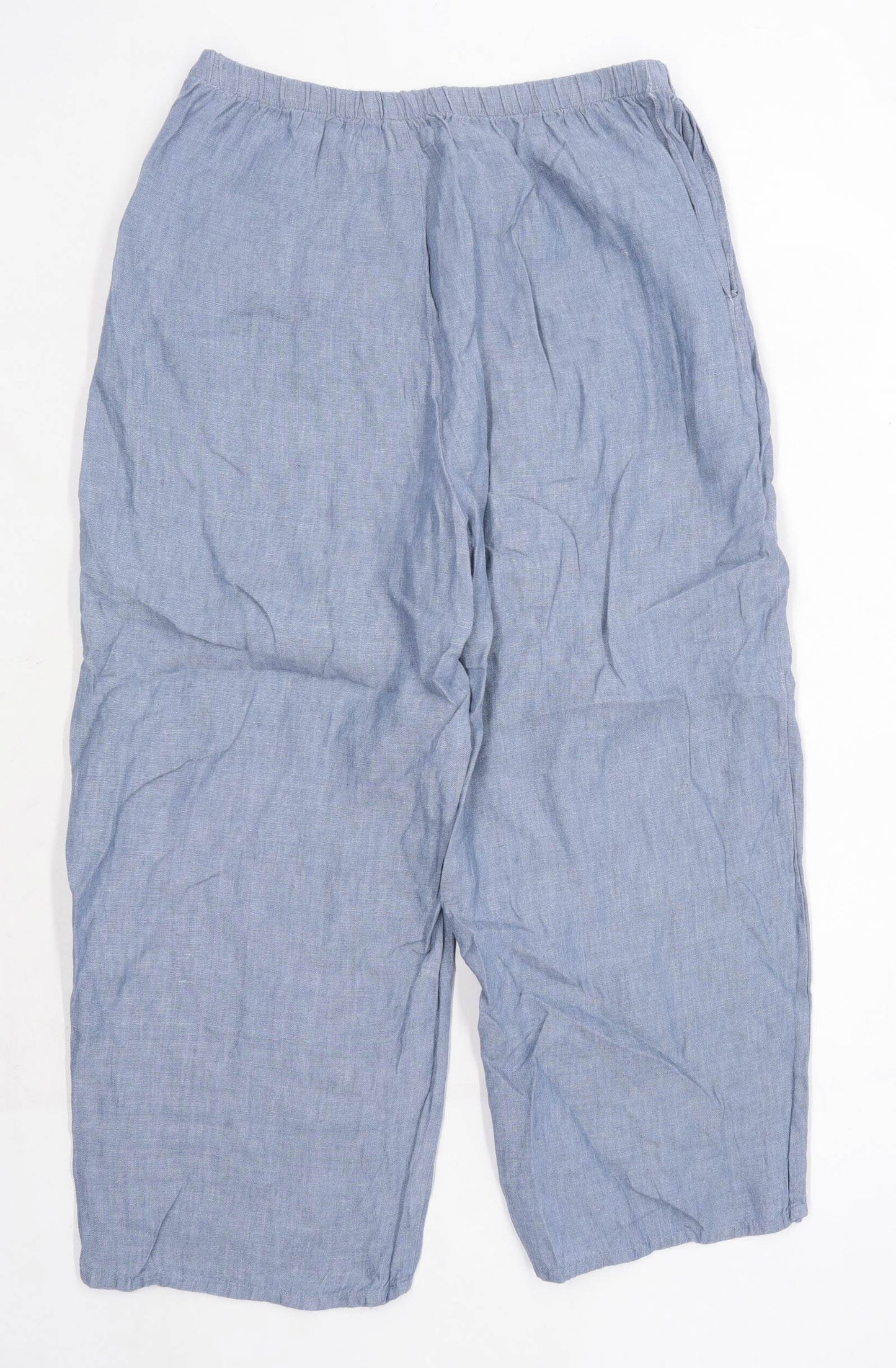 Womens Preworn Blue Linen Trousers Size W36/L24