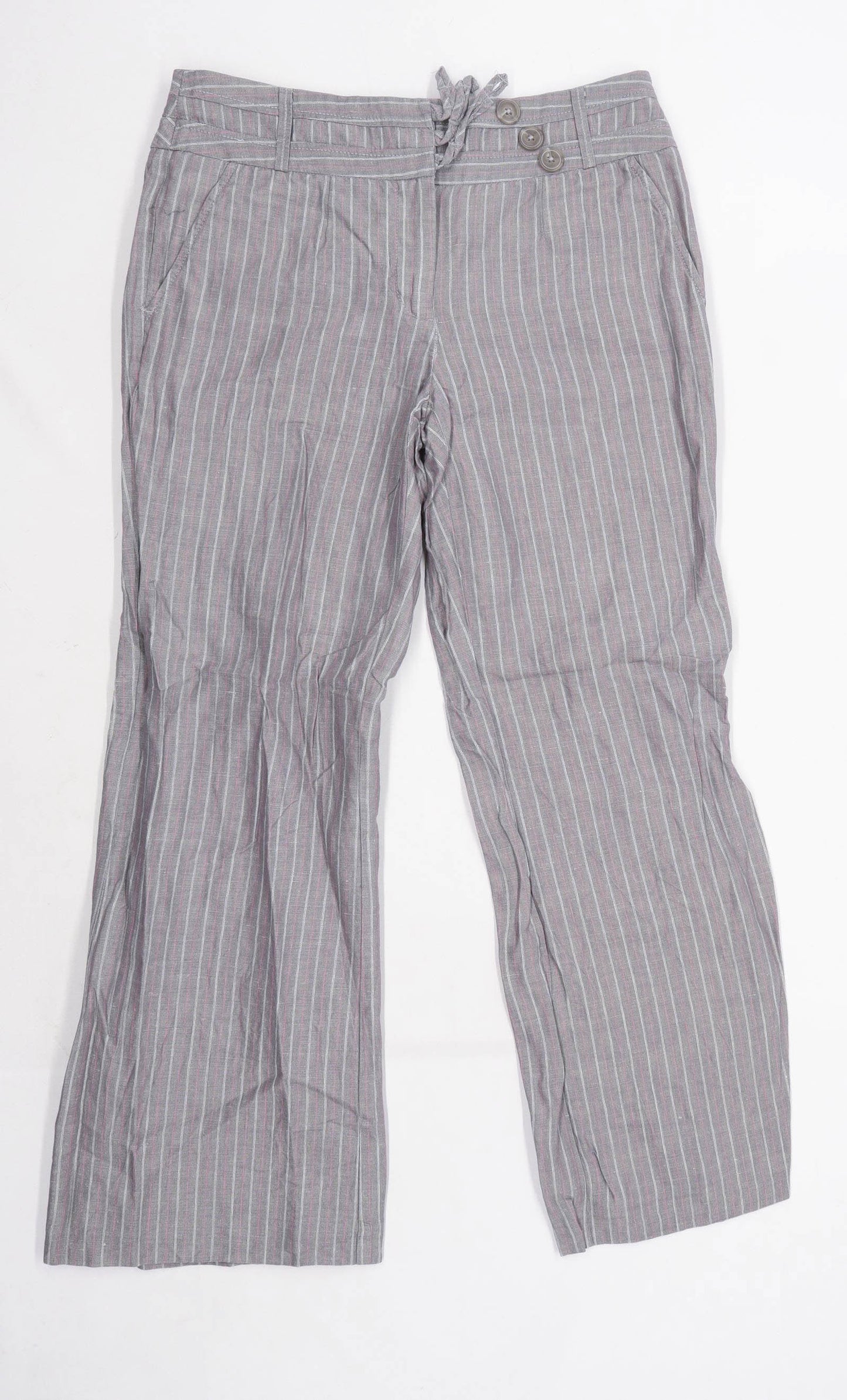 Womens Next Grey Linen Trousers Size 10/L28
