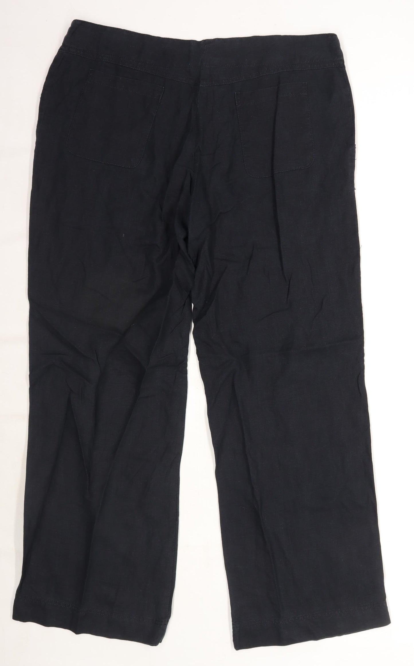 Womens Atmosphere Black Linen Trousers Size 14/L30