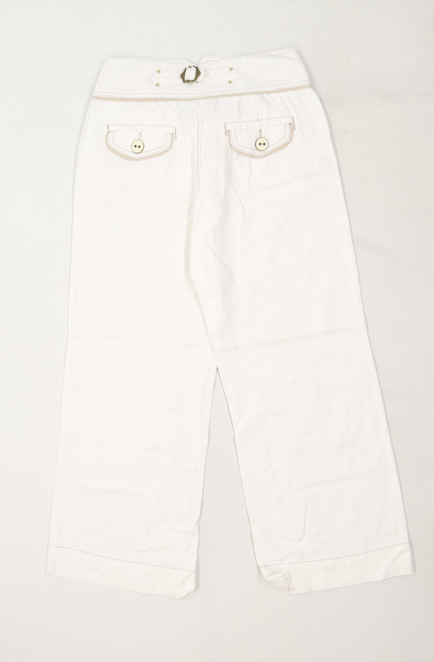 Womens Next White Linen Trousers Size 6/L27
