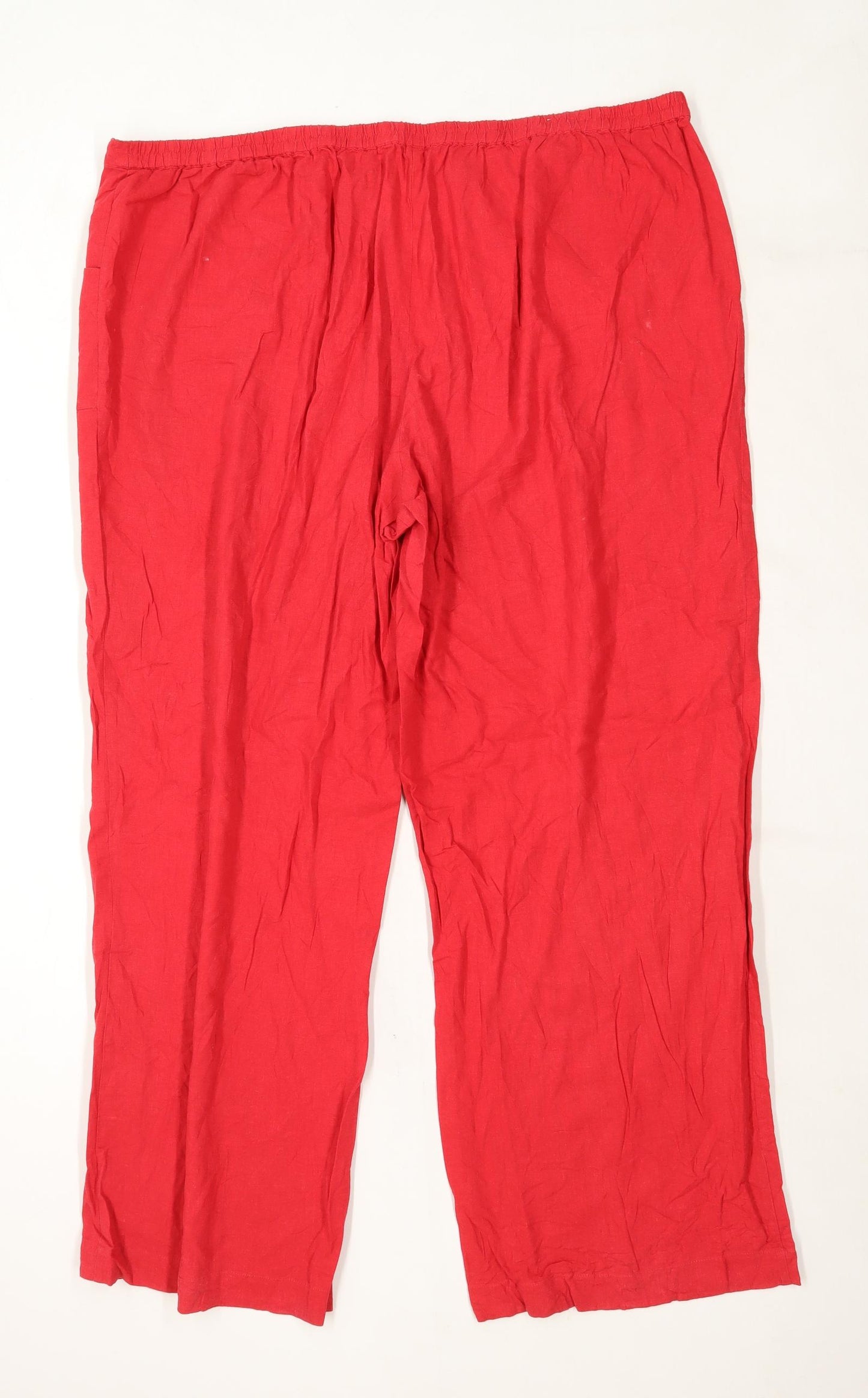 Womens Dunnes Red Linen Blend Trousers Size 20/L29