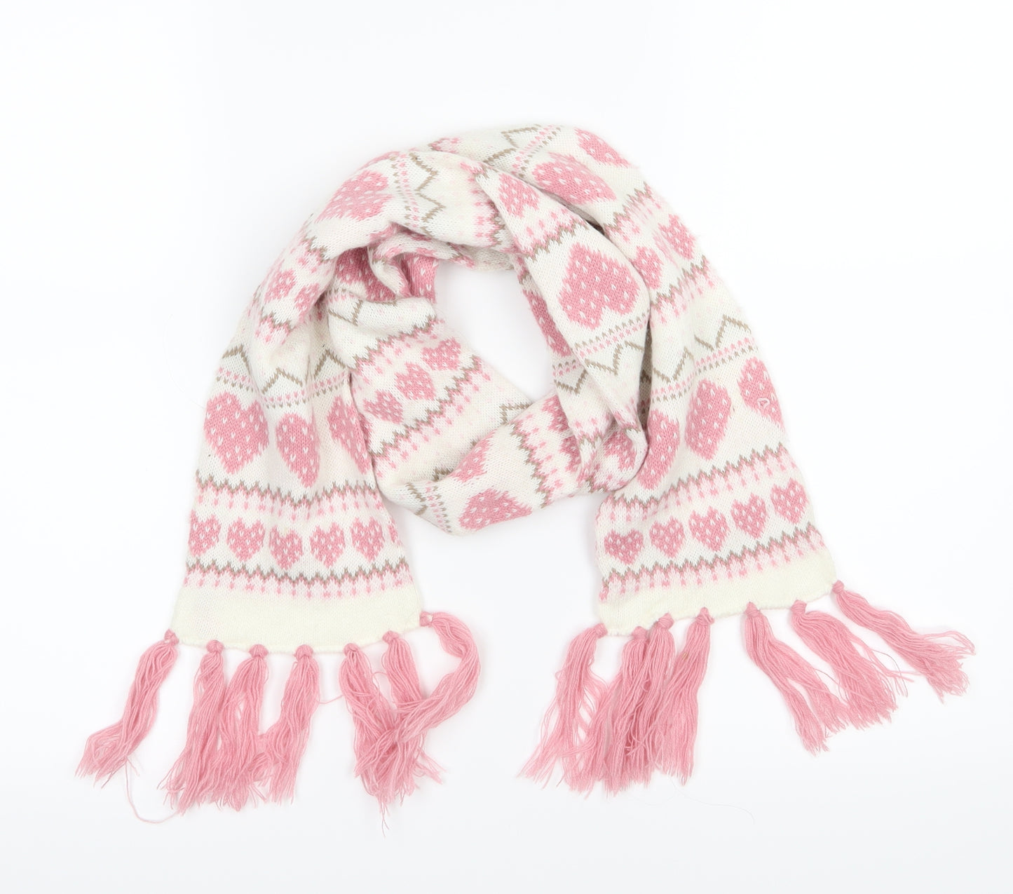 Matalan Girls Pink Striped Knit Rectangle Scarf Scarves & Wraps One Size - heart