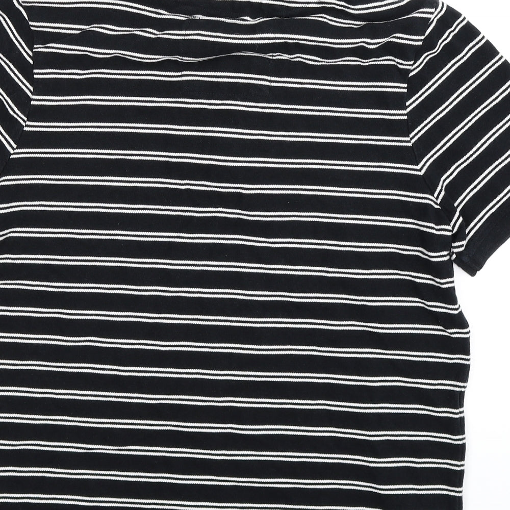 Angelo Litrico Mens Black Striped Polo Size S