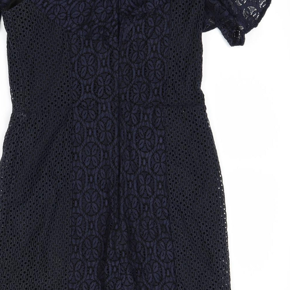 Miss Selfridge Womens Blue Floral A-Line Size 12