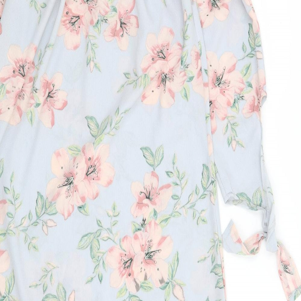New Look Womens Blue Floral Shirt Dress Size 10