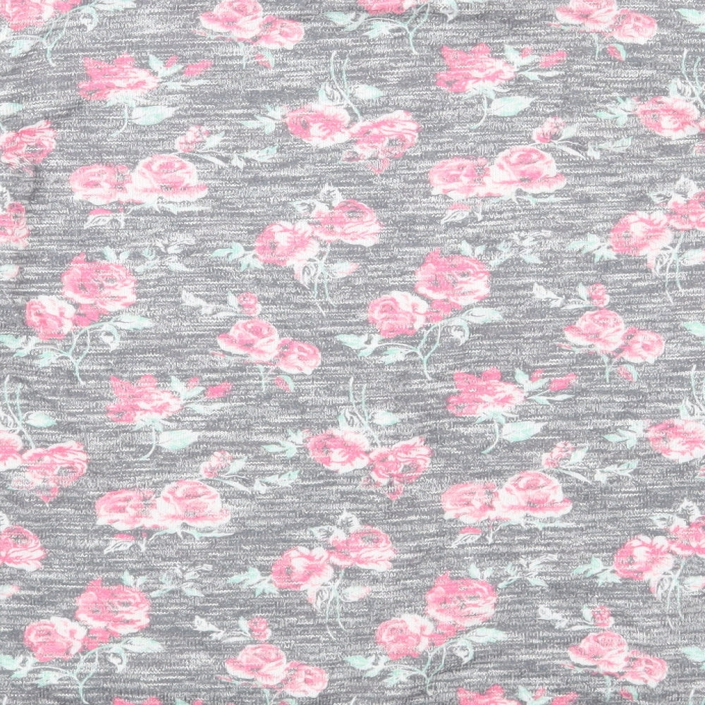 Primark Girls Grey Floral Basic T-Shirt Size 12-13 Years - Positive Vibes Always