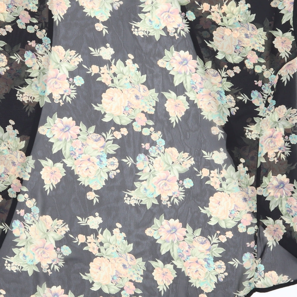 Miss Evie Girls Black Floral Cardigan Jumper Size 13 Years