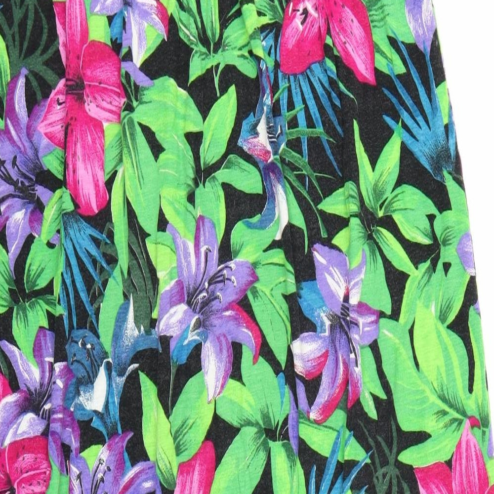 F&F Womens Black Floral A-Line Size 12