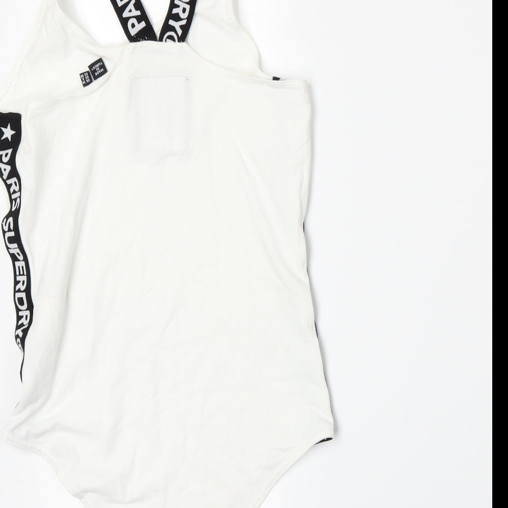 Superdry Womens White Bodysuit One-Piece Size 10