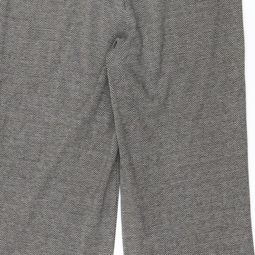 Marks and Spencer Womens Brown Herringbone Jersey Trousers Size 32 L25 in
