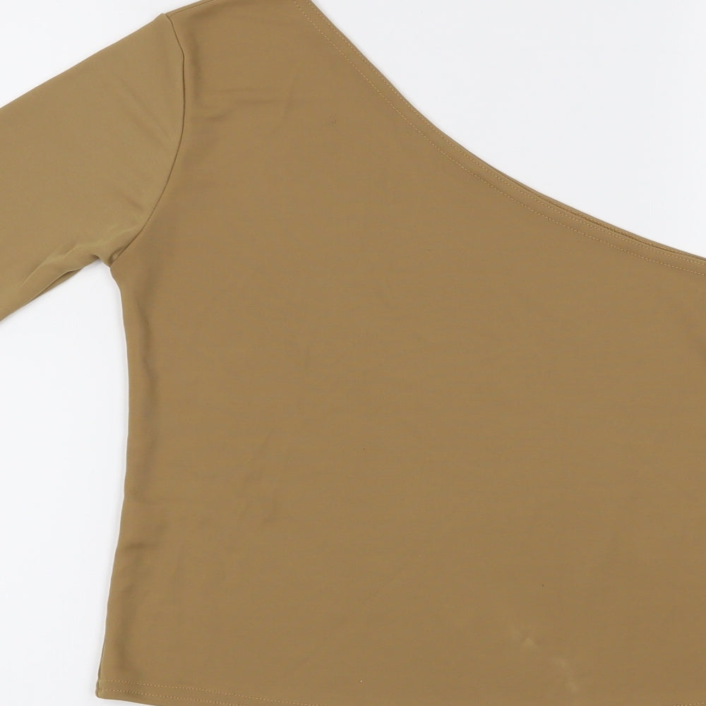 Preworn Womens Beige Cropped Blouse Size L