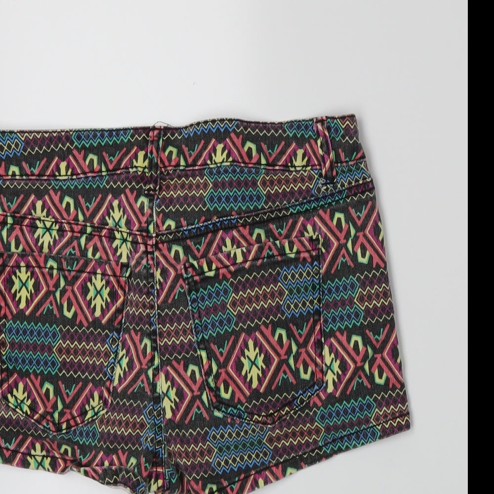 FOREVER 21 Womens Multicoloured Geometric Hot Pants Shorts Size 8