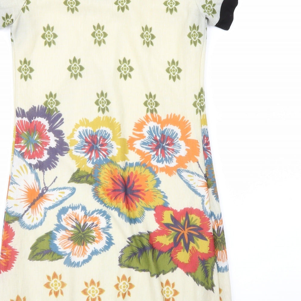 Pepper Tree Womens Beige Floral A-Line Size M