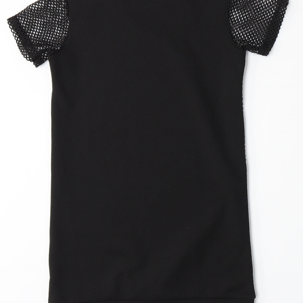 D'lisle Girls Black Floral Basic T-Shirt Size 7 Years