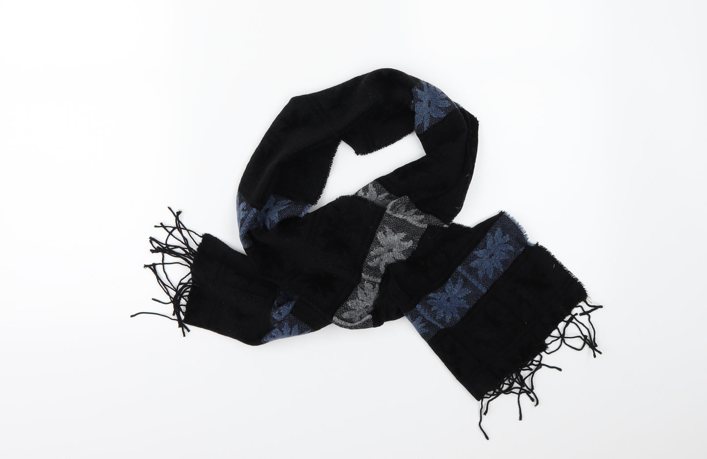 Preworn Mens Black Floral Scarf One Size
