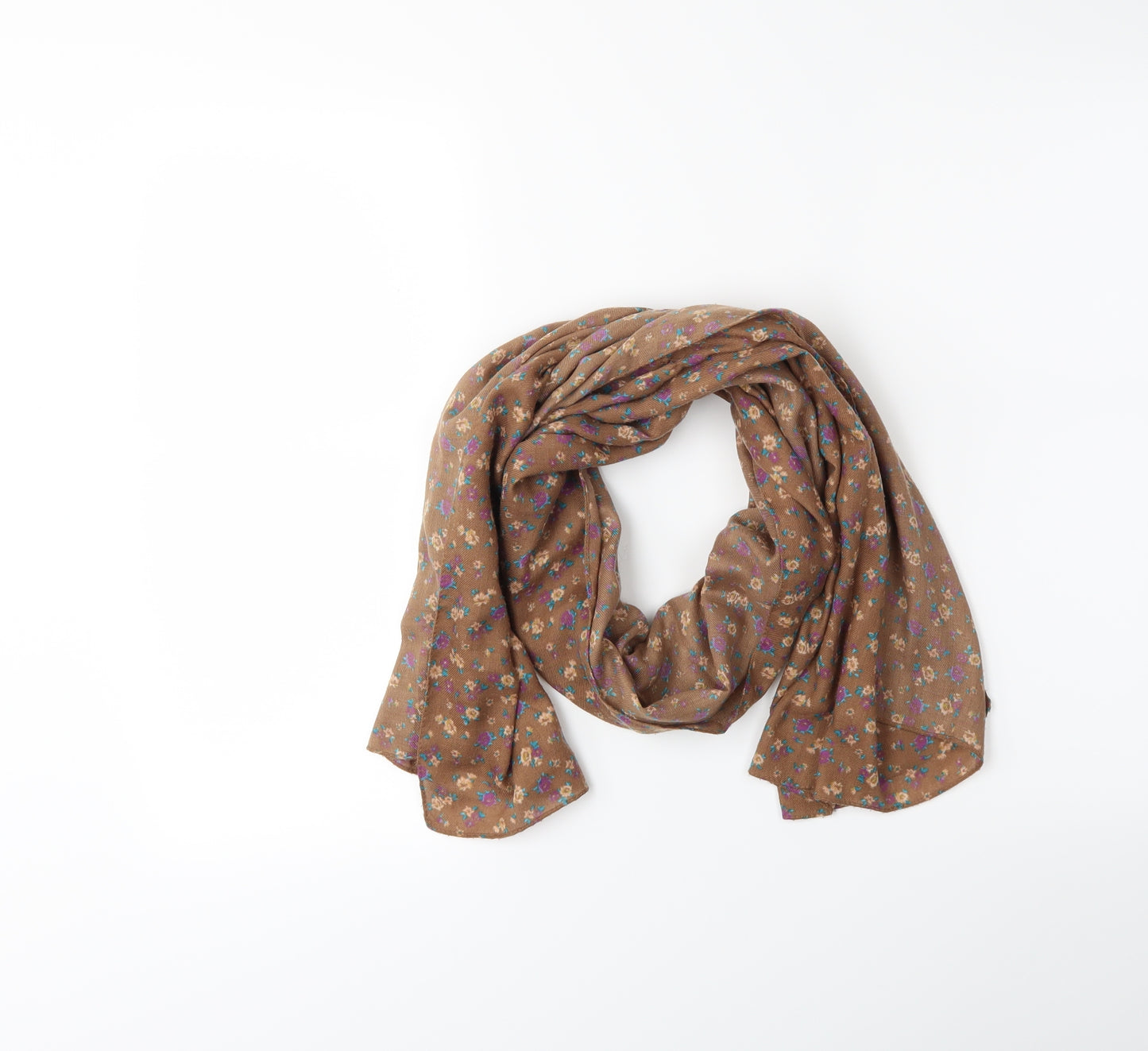 Preworn Womens Brown Floral Scarf