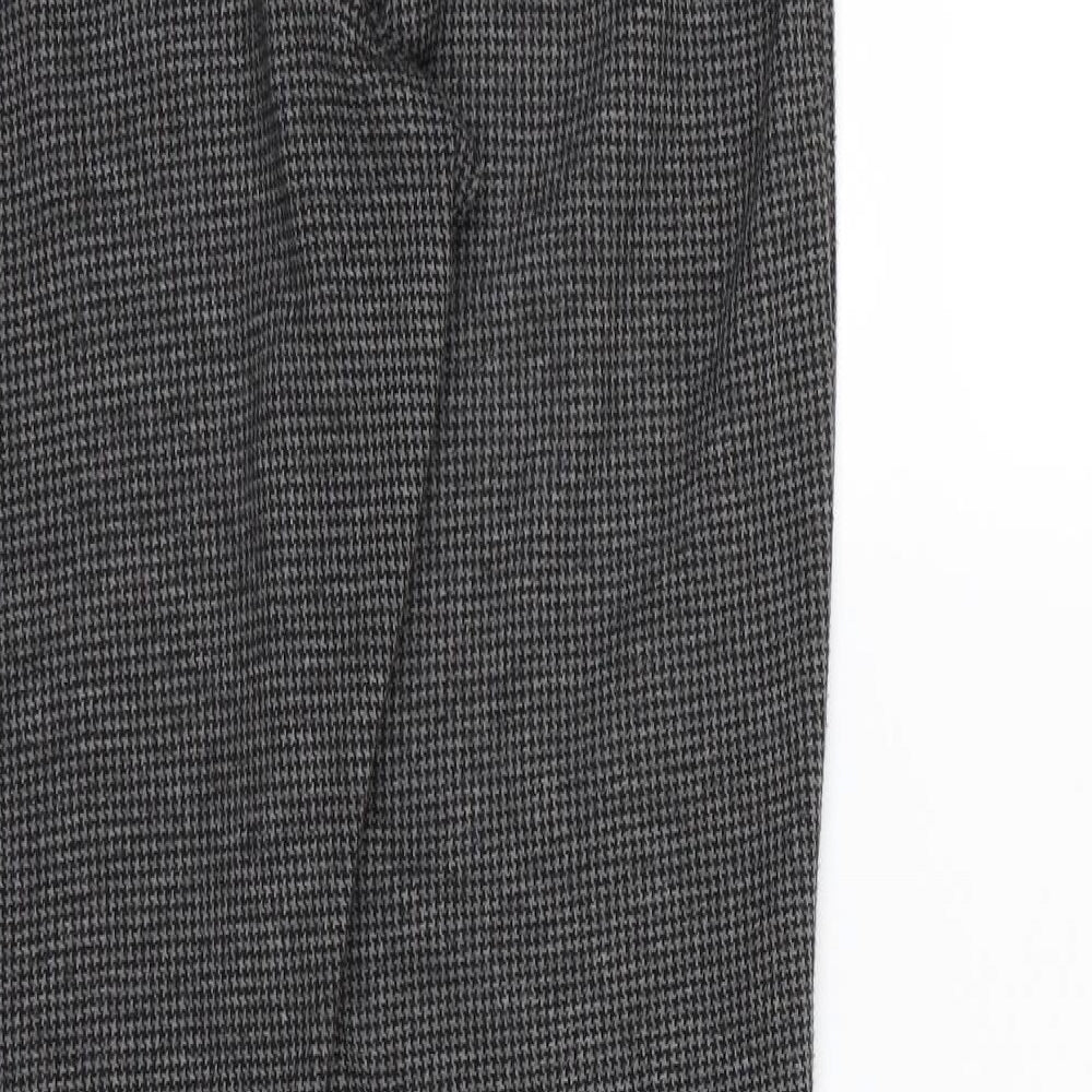 New Look Womens Grey Houndstooth Jersey Trousers Size 12 L28 in