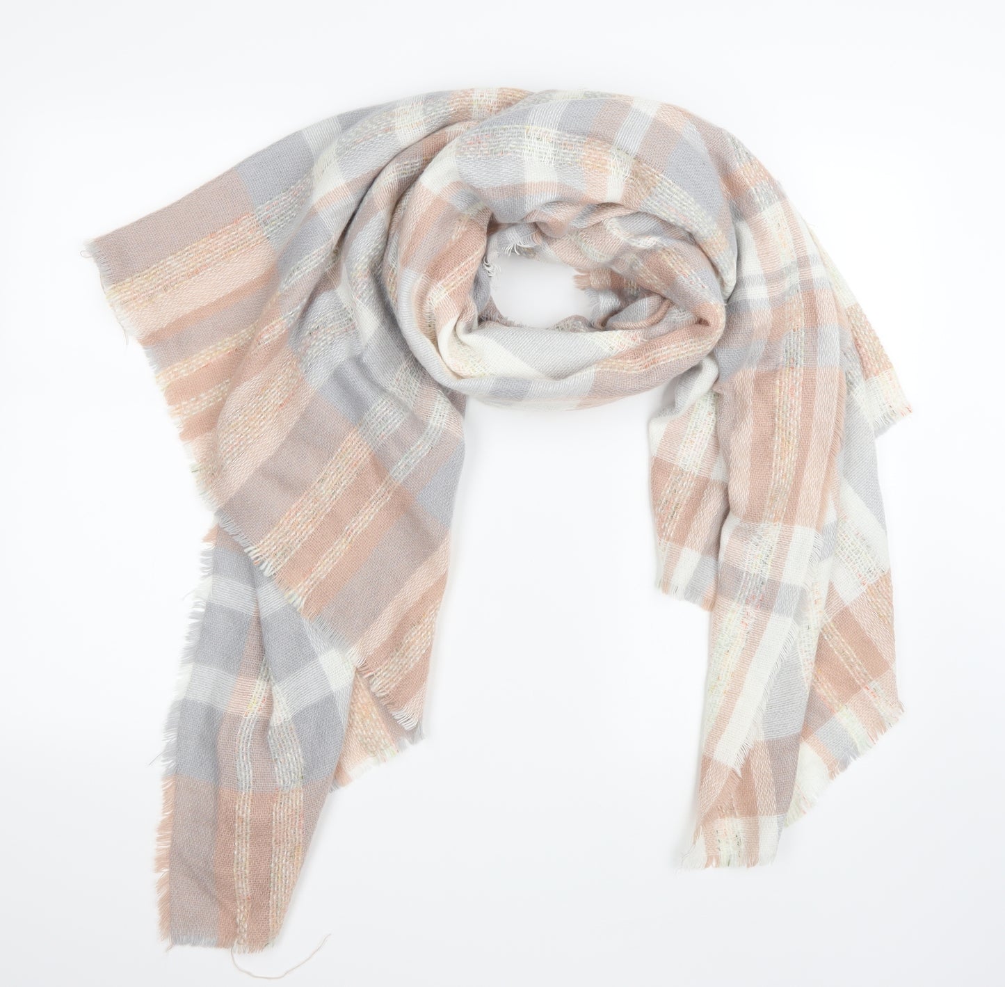 F&F Womens Multicoloured Check Knit Scarf