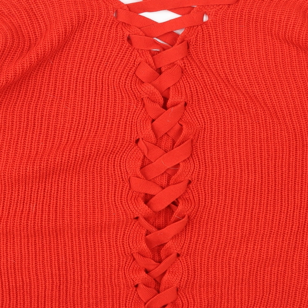 CAPSULE Womens Red Knit Pullover Jumper Size 18