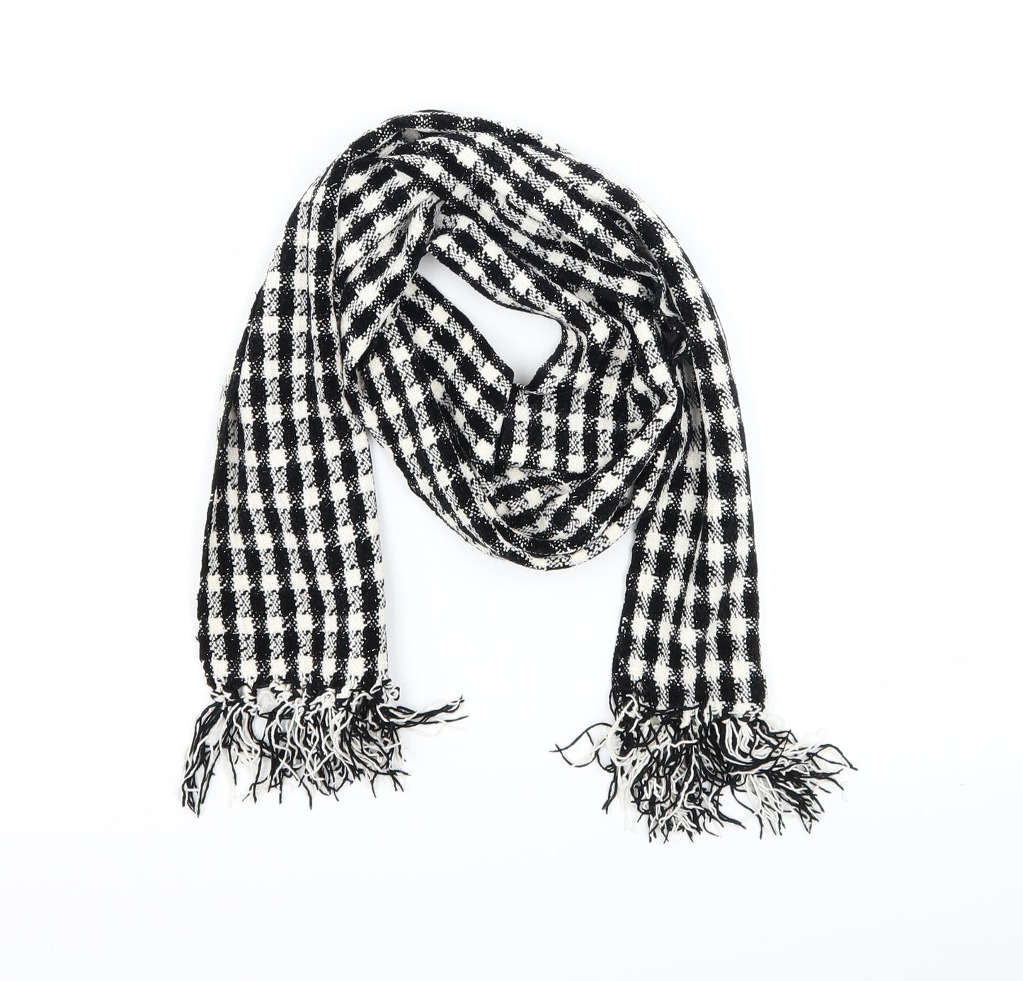 Preworn Womens Black Check Knit Scarf