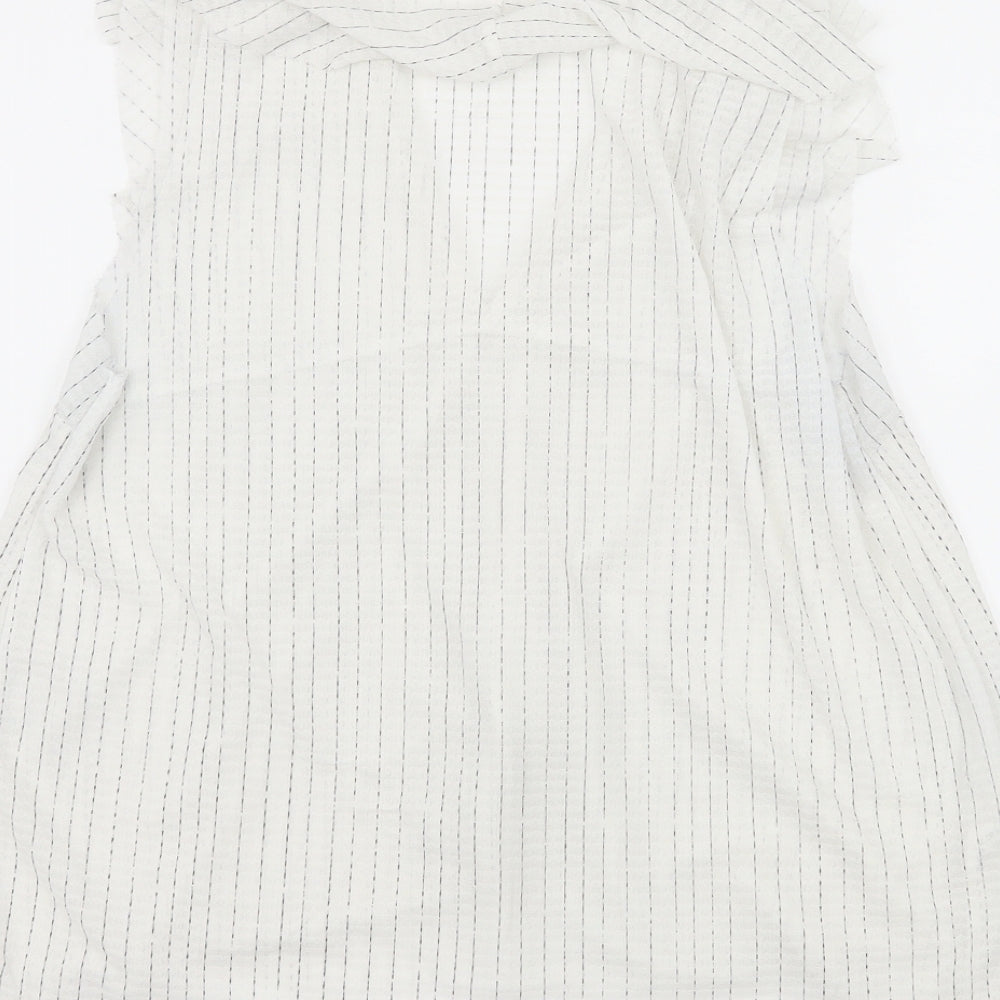 Mango Womens White Striped Basic Blouse Size M