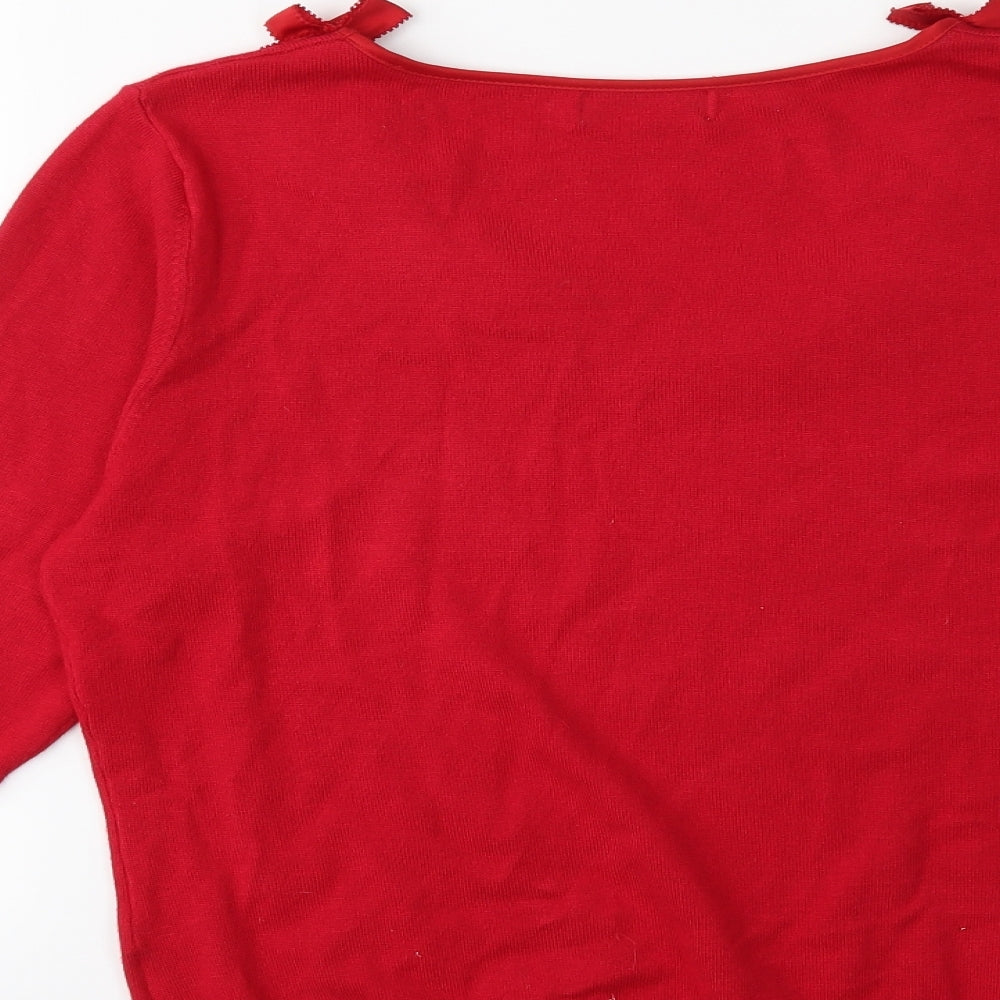 Per Una Womens Red Knit Pullover Jumper Size 14