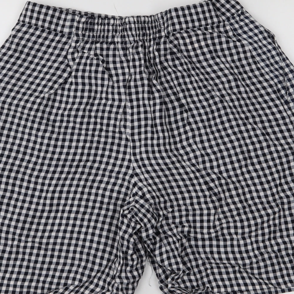 Oui Sport Womens White Check Sweat Shorts Size 10