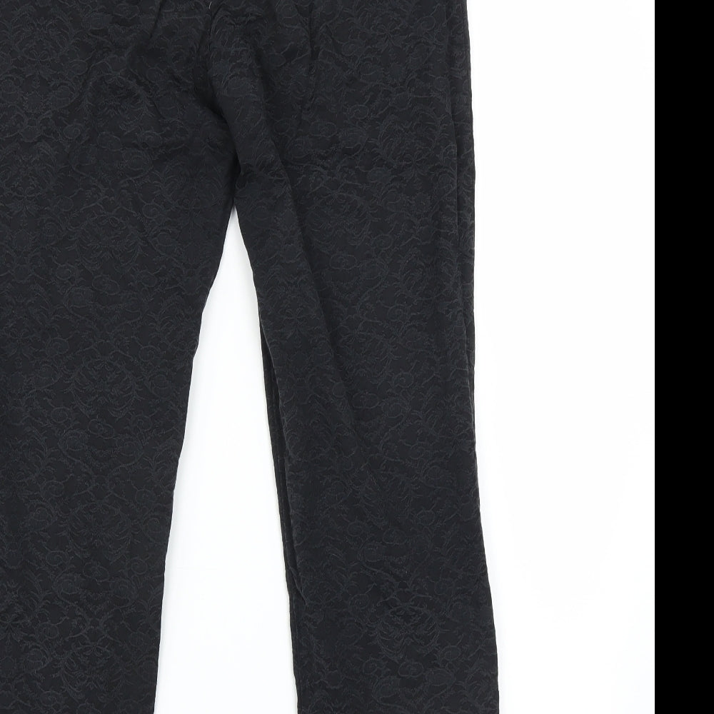 Marks and Spencer Womens Black Floral Trousers Size 12 L27 in