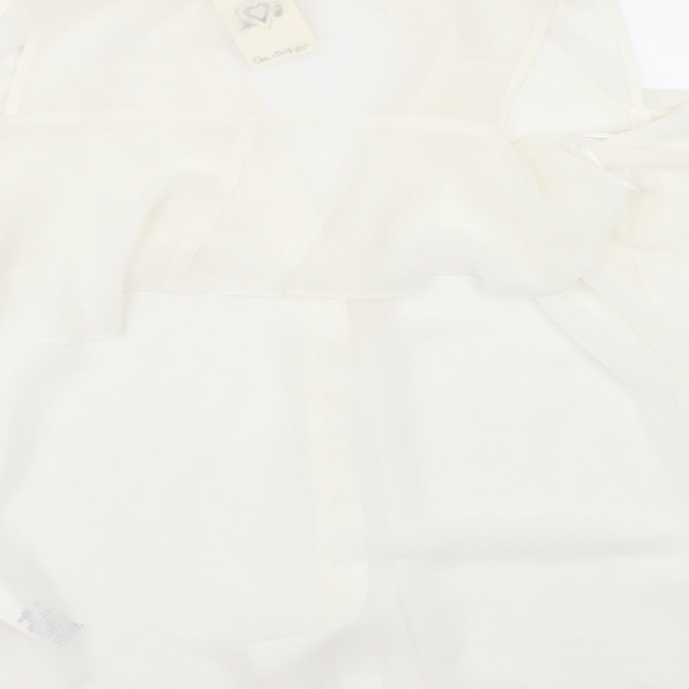 Miss Selfridge Womens Ivory Chiffon Tunic Button-Up Size 10 - cold shoulder