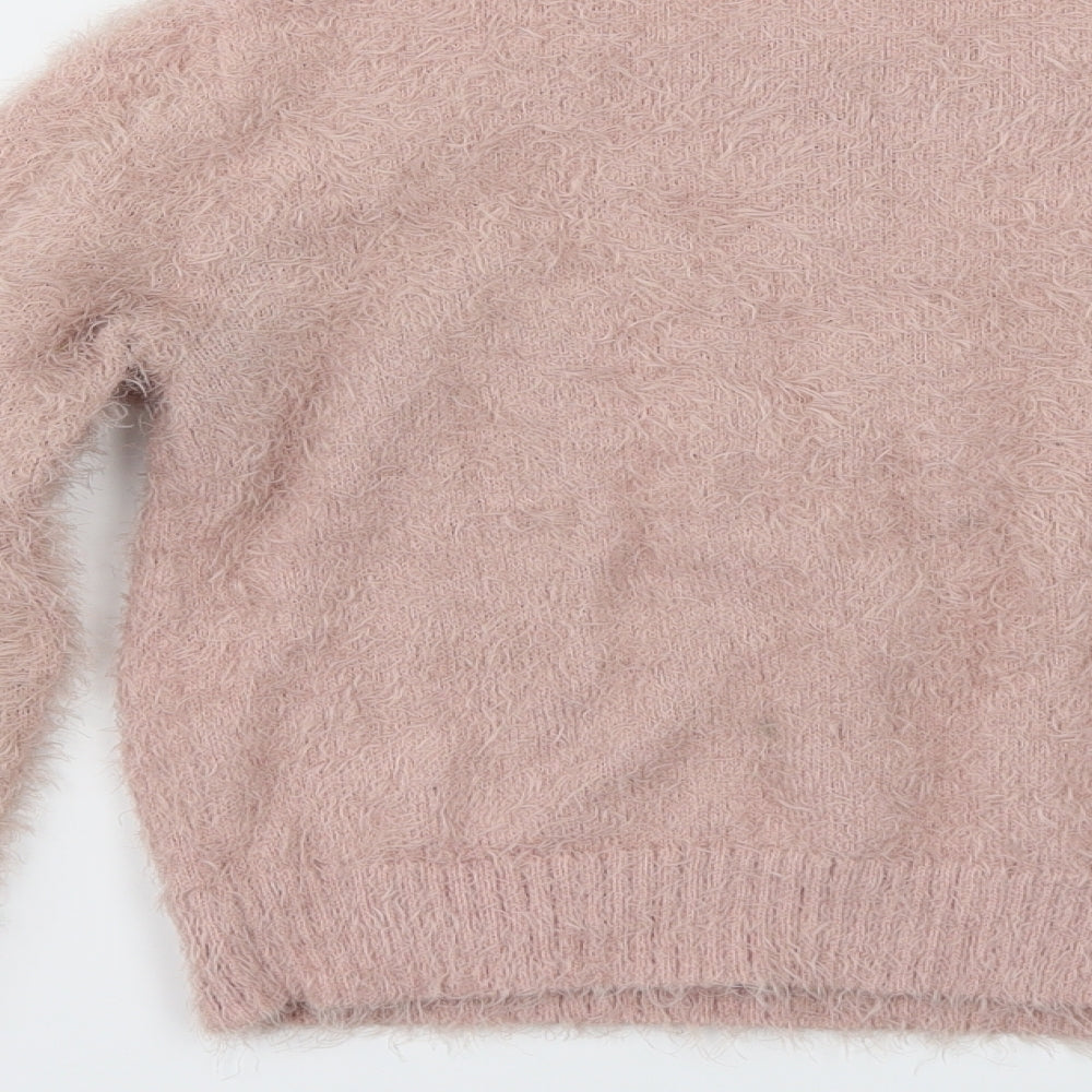 Divided by H&M Womens Pink Henley Jumper Size S
