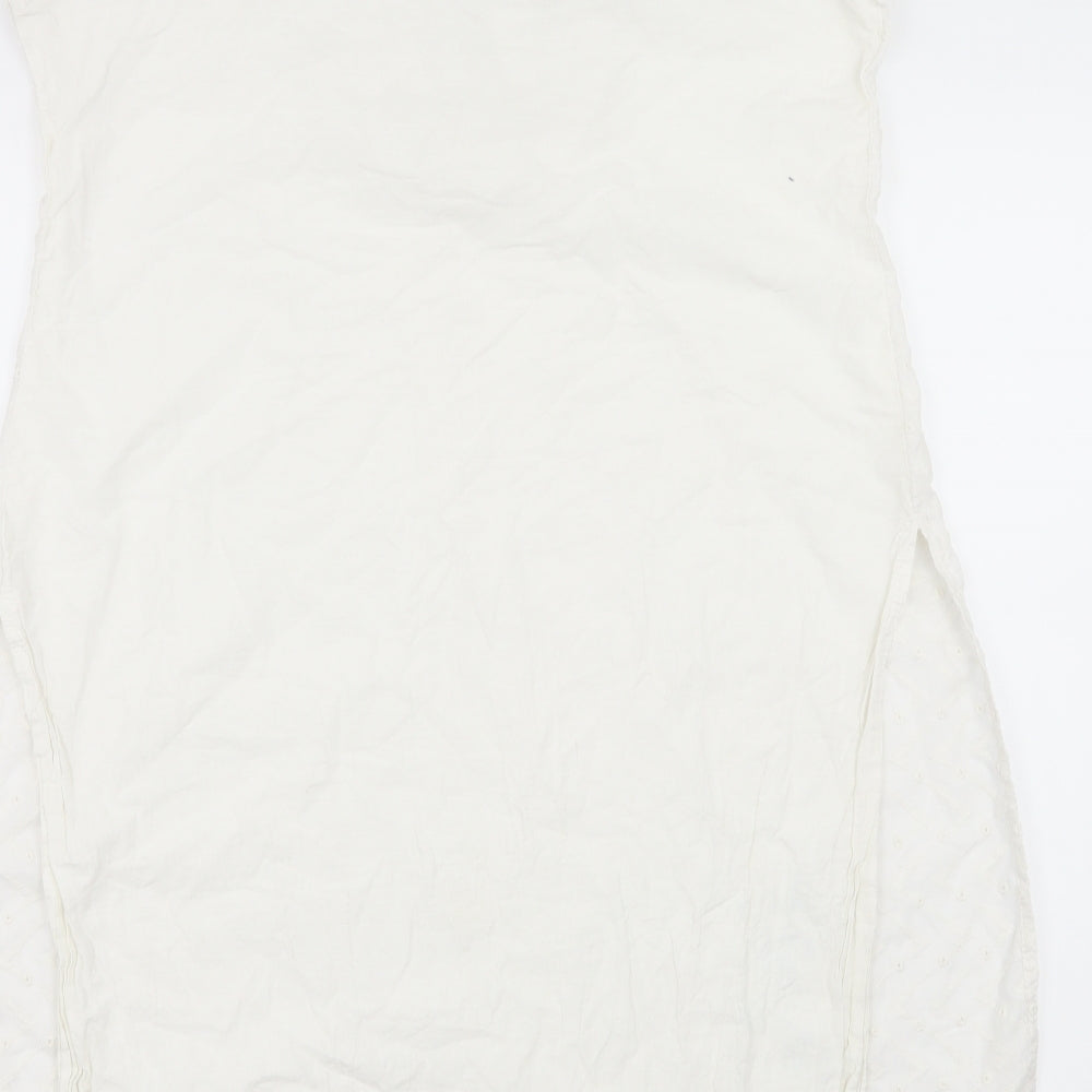 Preworn Womens White Paisley Basic Blouse Size 10 - Long Line