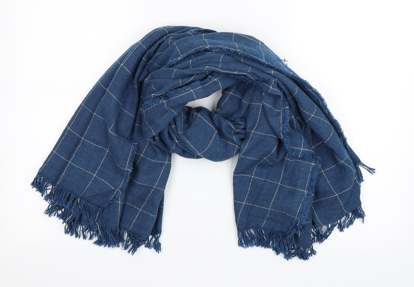 Preworn Womens Blue Check Scarf