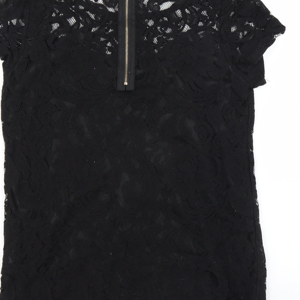 Alice & You Womens Black Floral Basic Blouse Size 10