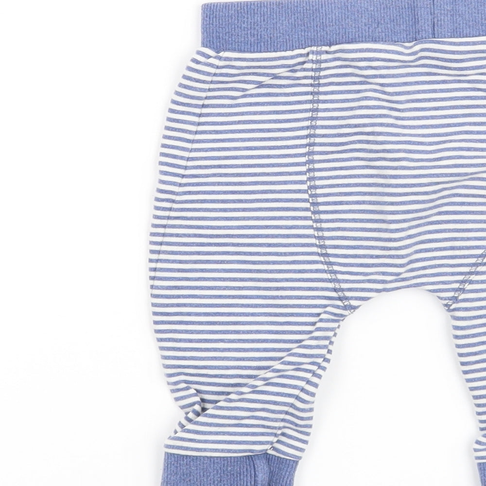 Mini Club Boys Blue Striped Sweatpants Trousers Size 6-9 Months