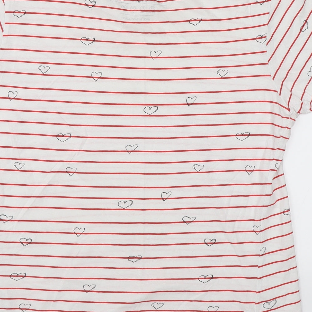 Atmosphere Womens White Striped Basic T-Shirt Size 14